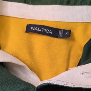 Nautica Green and Yellow Polo Shirt XL